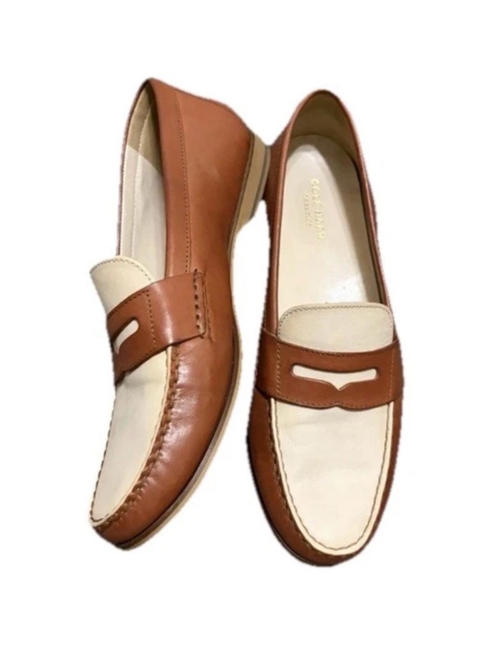 Cole Haan Tan and Cream women’s Leather Penny Loafers size 8.5